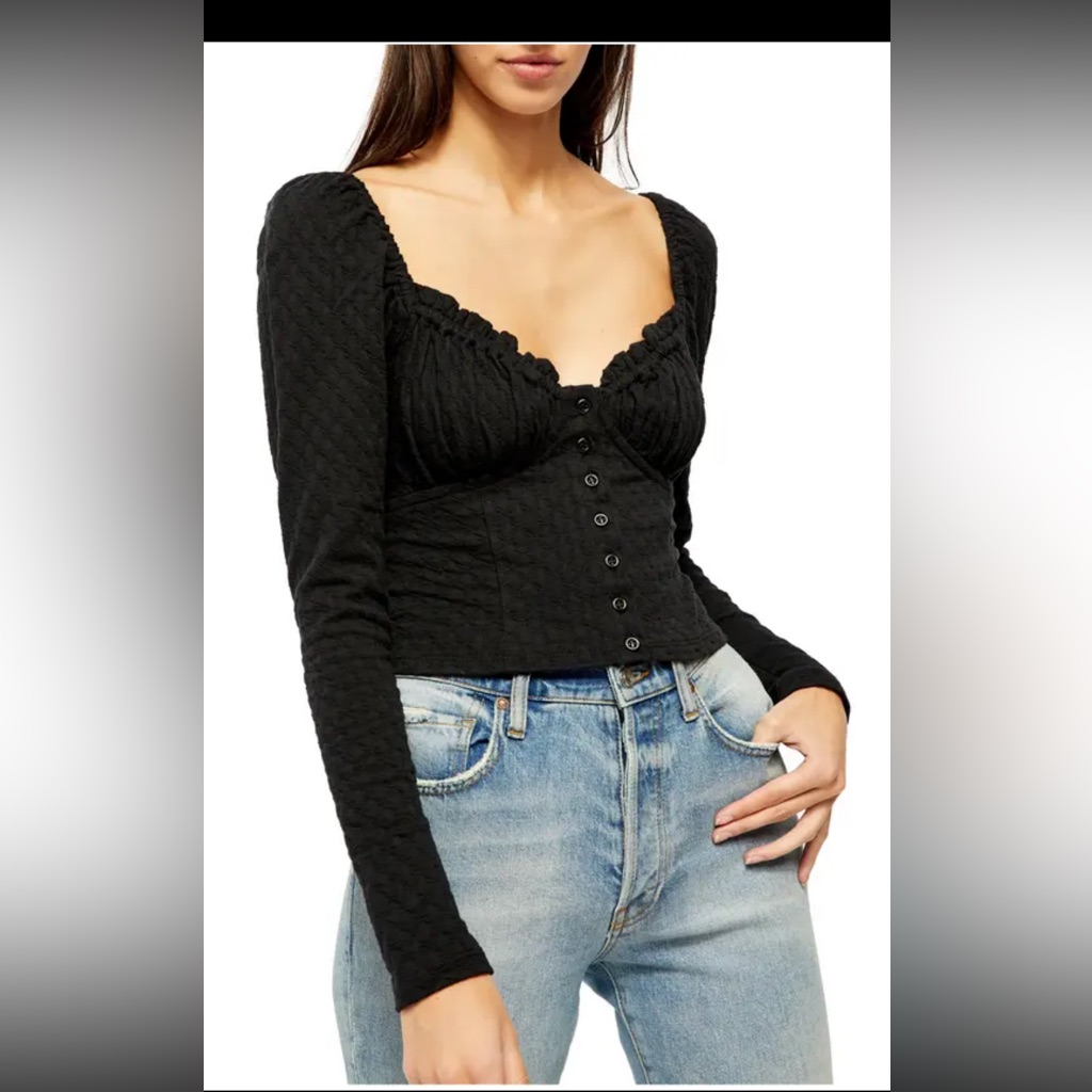 Free People Ladybug Long Sleeve Black Size Xl